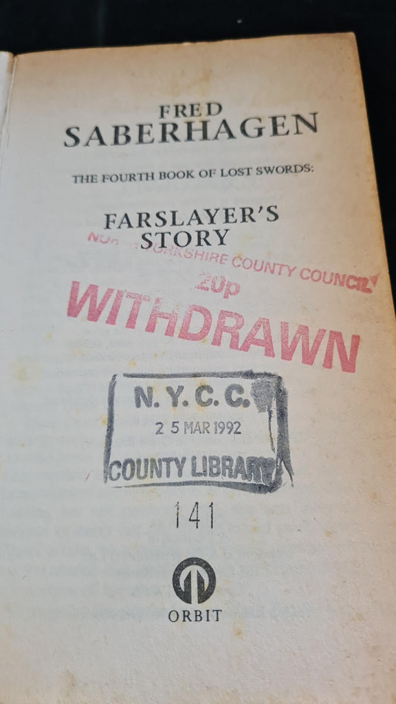 Fred Saberhagen Farslayer's Story, Orbit Books, 1992, Paperbacks