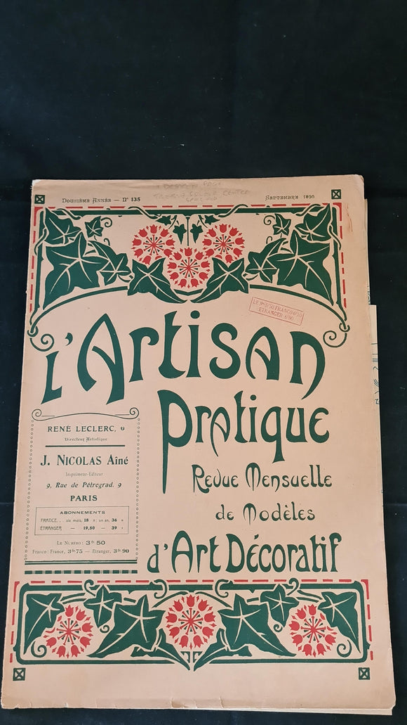 L'Artisan Pratique Number 135 September 1920, French copy