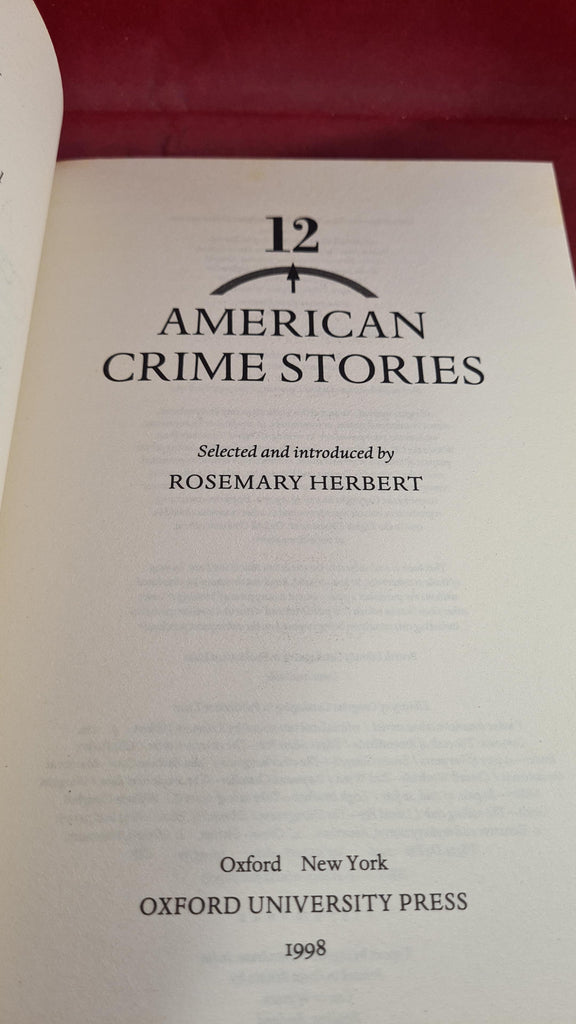 Rosemary Herbert Twelve American Crime Stories, Oxford, 1998, Paperb