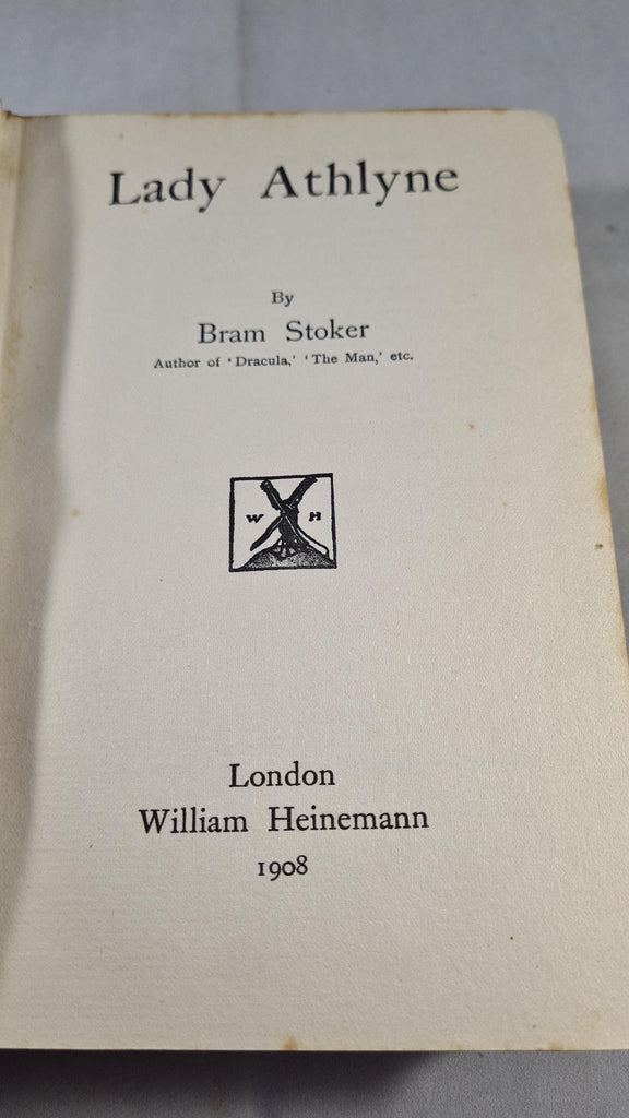 Bram Stoker Lady Athlyne, William Heinemann, 1908, First Edition