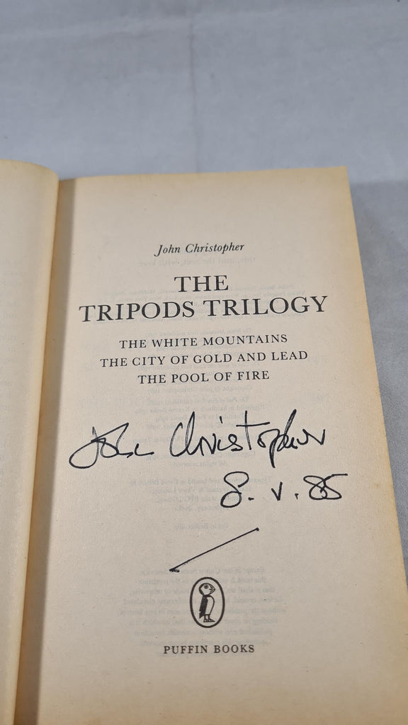 John Christopher The Tripods Trilogy, Puffin Books, 1984, Signed, Pa
