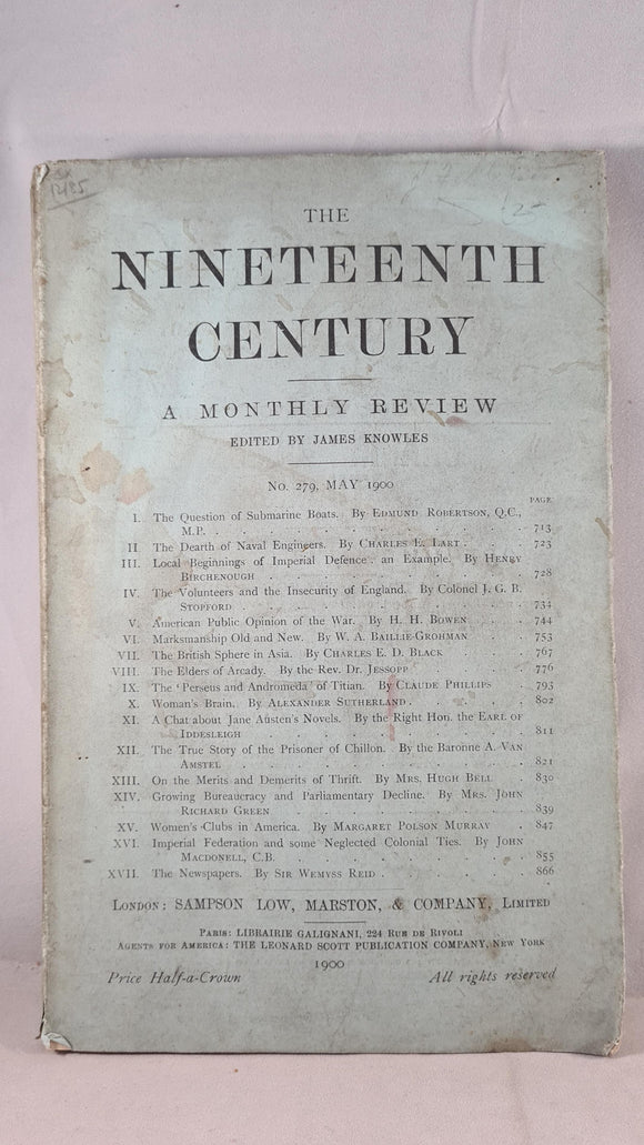 James Knowles - The Nineteenth Century A Monthly Review Number 279, May 1900