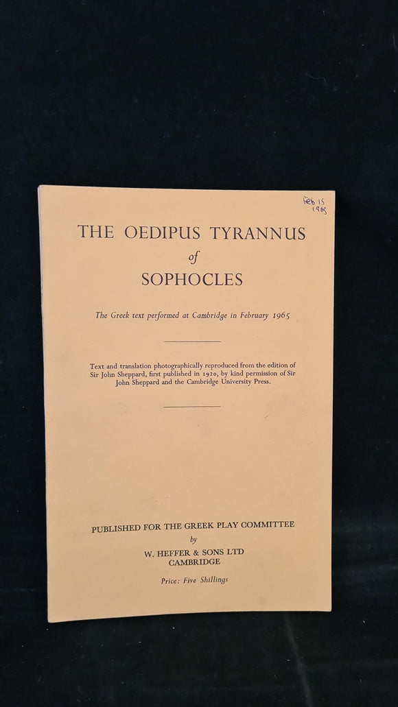 The Oedipus Tyrannus of Sophocles, Greek Play Committee, 1965
