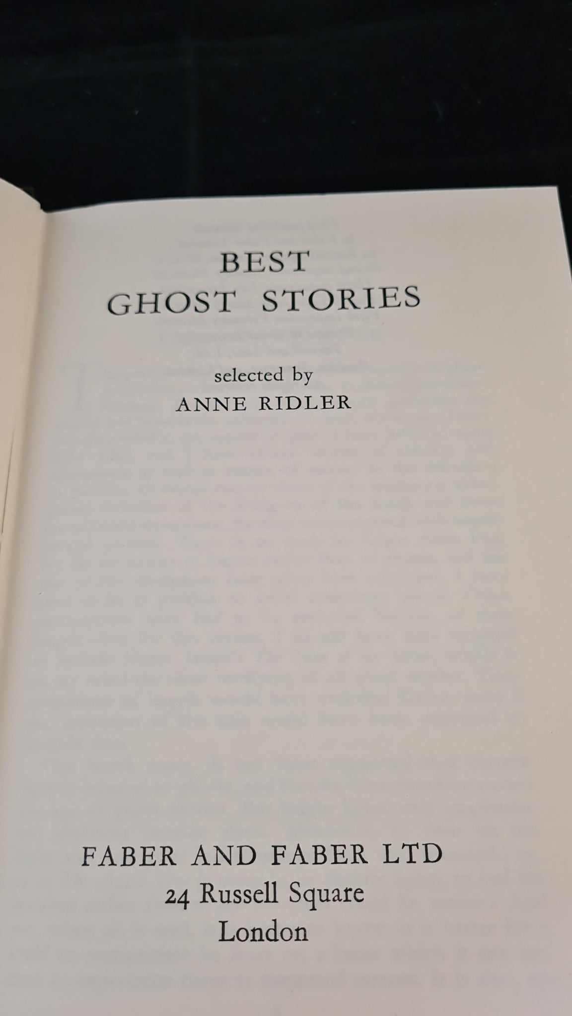 Anne Ridler - Best Ghost Stories, Faber & Faber, 1957 – Richard Dalby's ...
