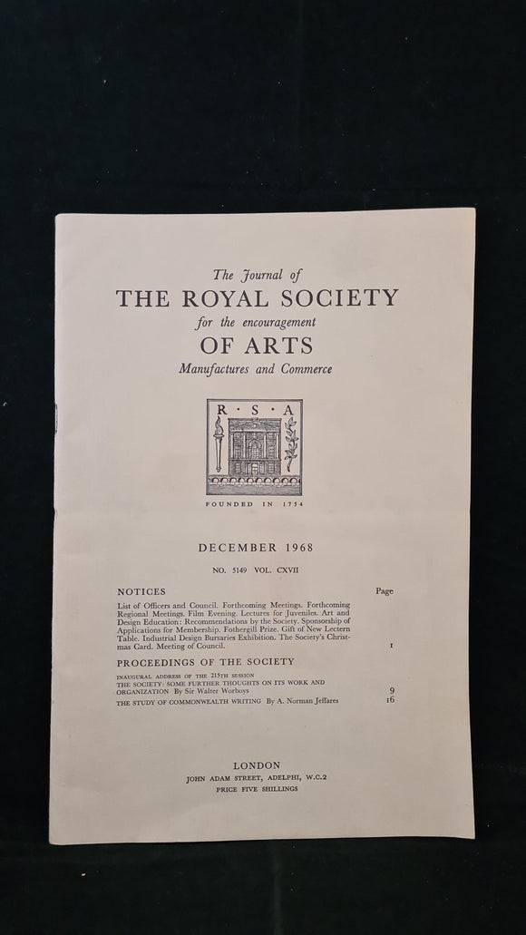 Journal of The Royal Society for the encouragement Of Arts December 1968