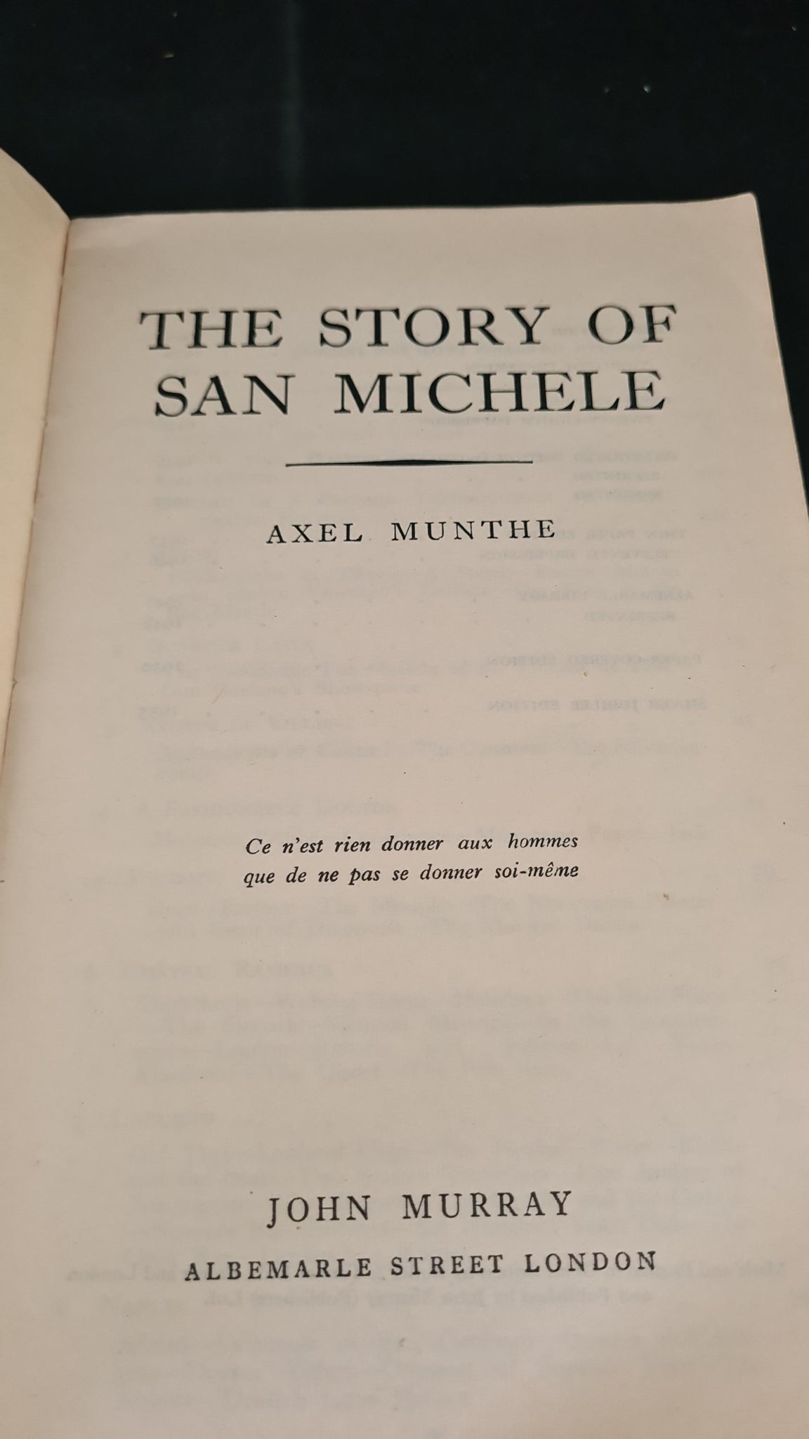 Axel Munthe The Story of San Michele John Murray 1955