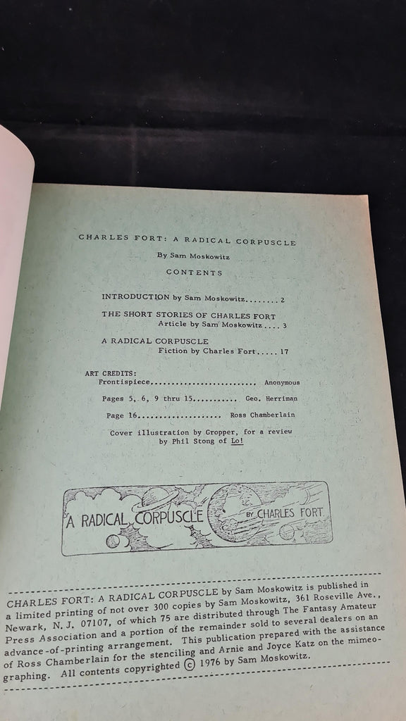 Sam Moskowitz - Charles Fort: A Radical Corpuscle, 1976, Limited ...