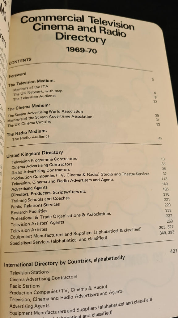 Commercial Television Cinema & Radio Directory 1969-70, Admark Directo ...