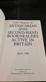 Cole's Register of British Antiquarian & Second-hand Bookdealers, Bowker, 1986 Paperbacks
