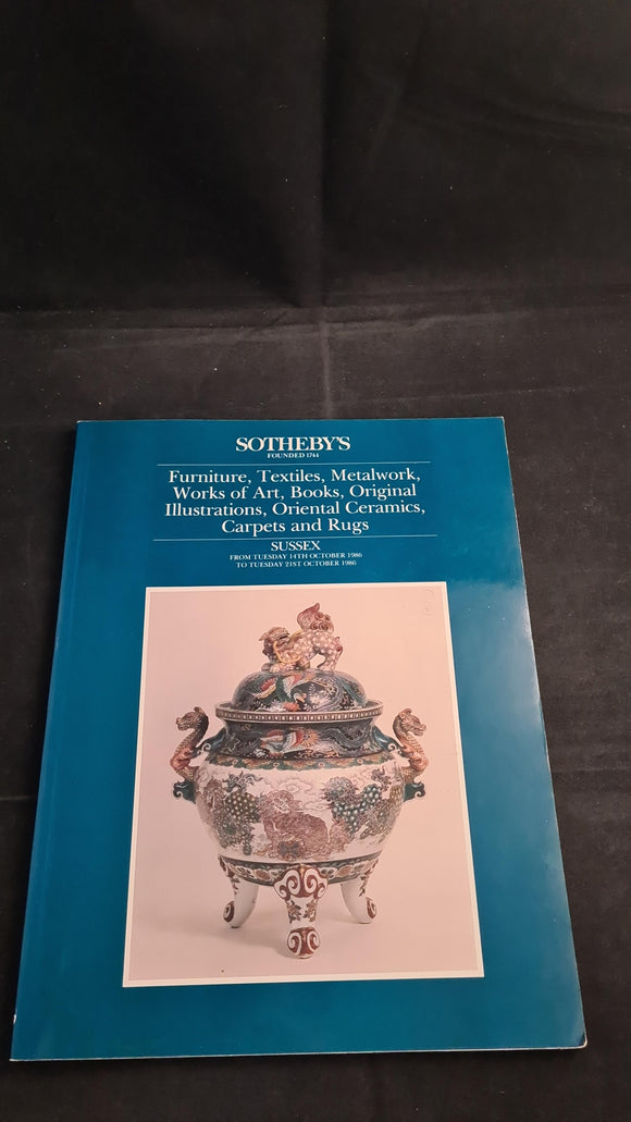 Sotheby's 14-21 October 1986, Furniture, Textiles, Metalwork, Works of Art, etc. Sussex