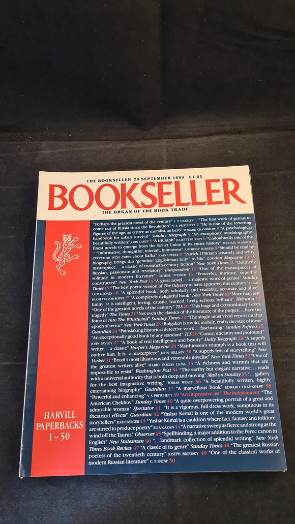 The Bookseller 29 September 1989, The Organ of The Book Trade