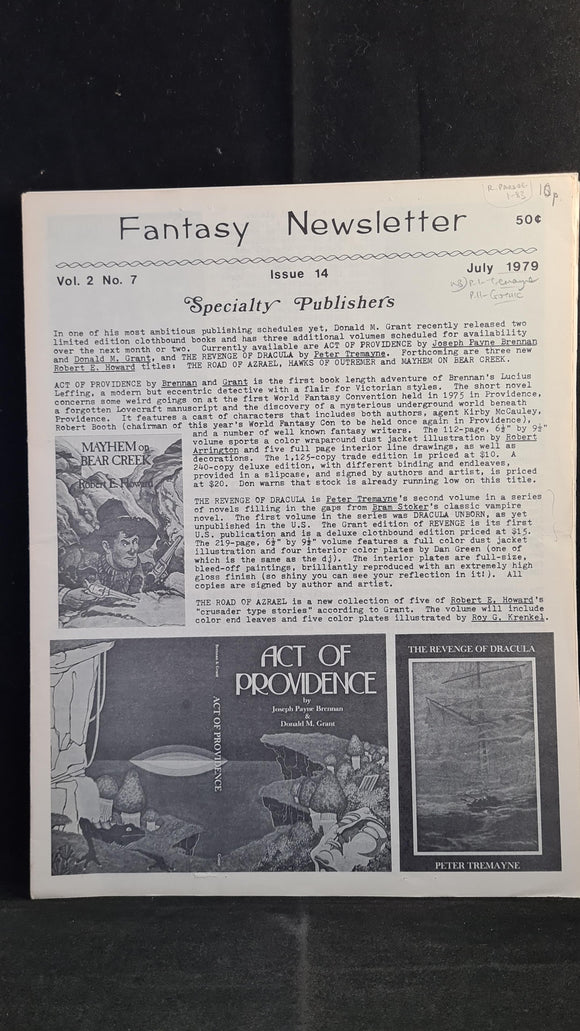 Fantasy Newsletter Volume 2 Number 7 Issue 14 July 1979