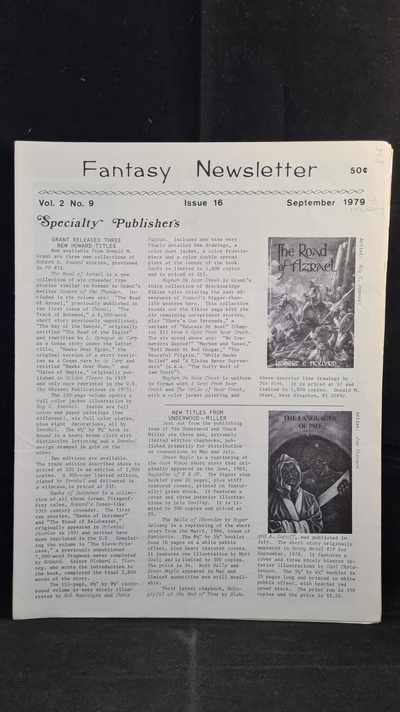 Fantasy Newsletter Volume 2 Number 9 Issue 16 September 1979