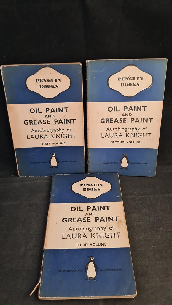 Laura Knight - Oil Paint & Grease Paint Volumes 1,2,& 3, Penguin Books, 1941, Paperbacks