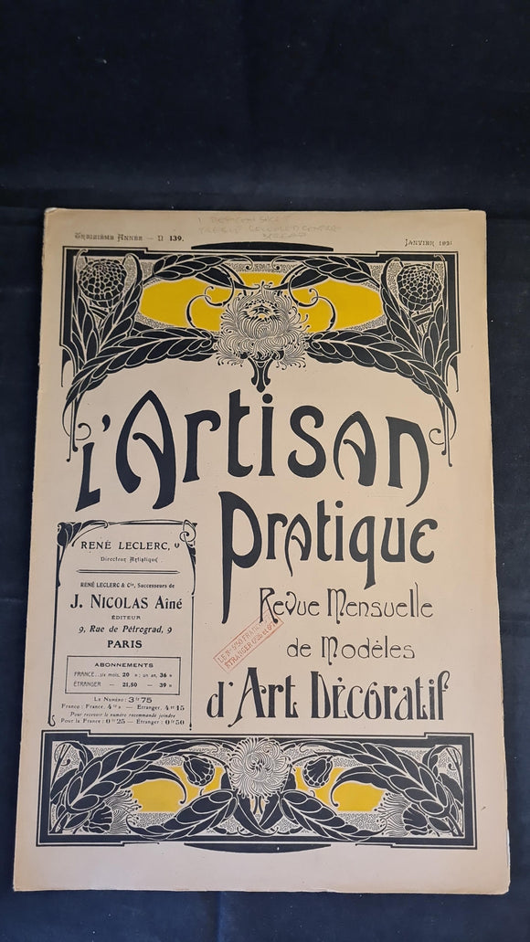 L'Artisan Pratique Number 139 January 1921