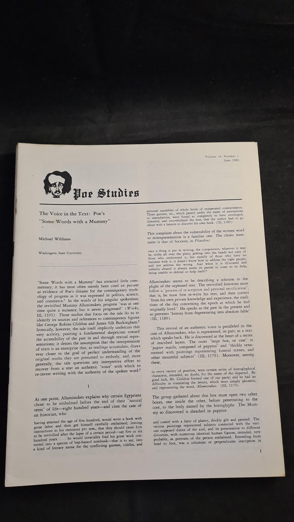 Poe Studies Volume 16 Number 1 June 1983