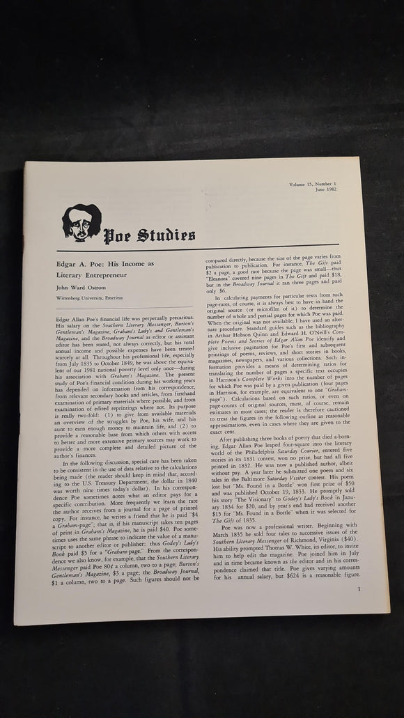 Poe Studies Volume 15 Number 1 June 1982