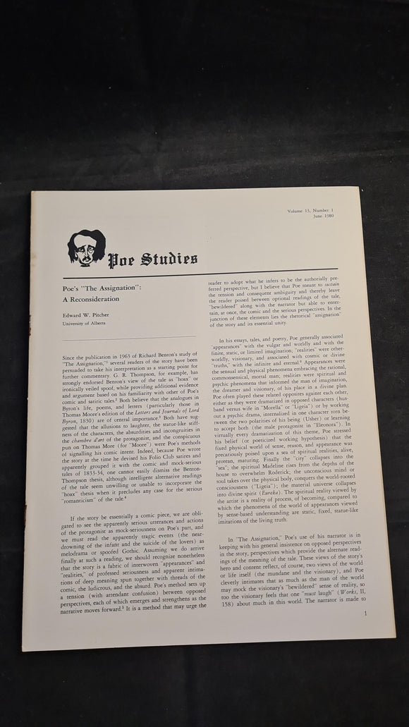 Poe Studies Volume 13 Number 1 June 1980