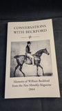 Jon Millington - Conversations with Beckford, The Beckford Society UK, 2014, First Edition