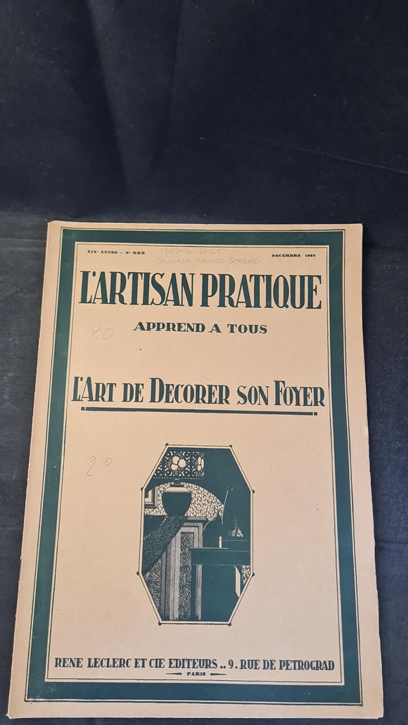 L'Artisan Pratique Number 222, December 1927, The Art of Decorating your Home, French