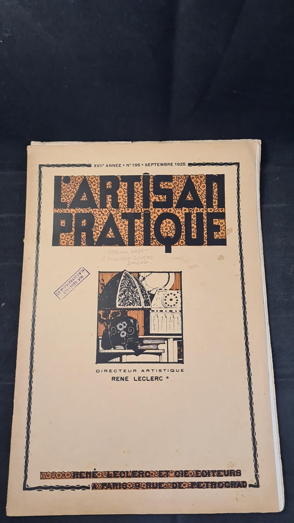 L'Artisan Pratique Number 195 September 1925, The Art of Decorating your Home, French