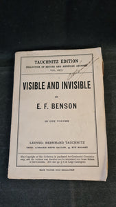 E F Benson - Visible and Invisible, Tauchnitz Edition, 1924