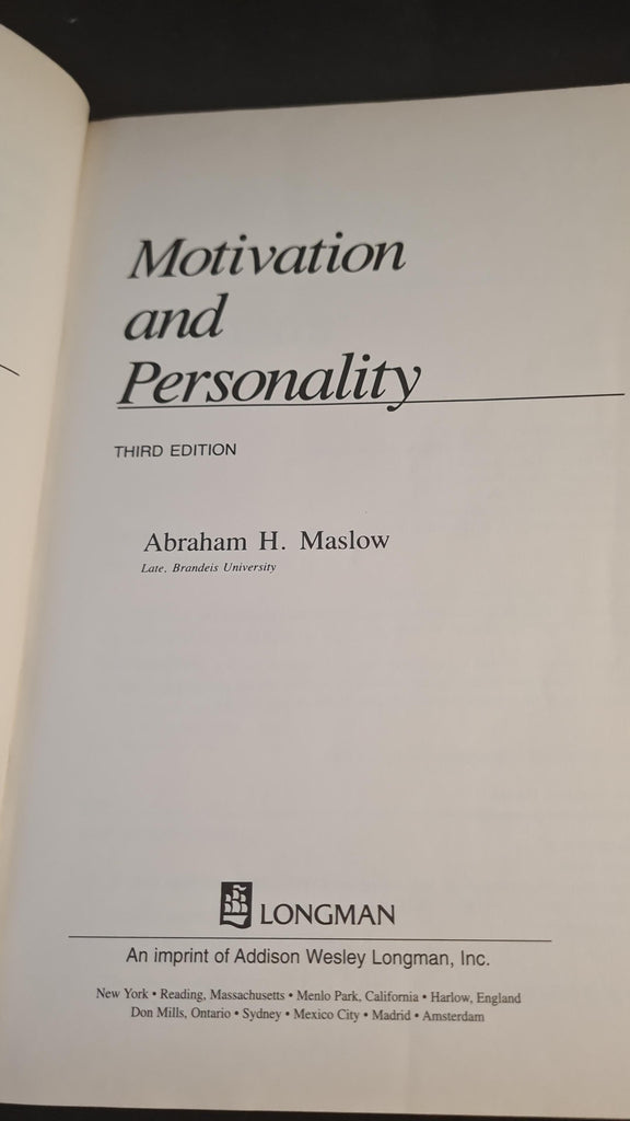 Abraham H Maslow - Motivation and Personality, Longman, 1970 – Richard ...
