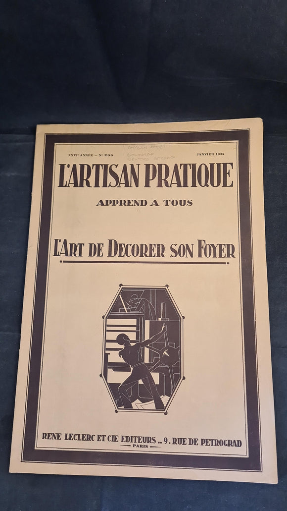 L'Artisan Pratique Number 295 January 1934, Decorative Art Monthly Review, French