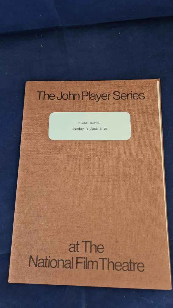 John Player Series - Frank Capra, Sunday 3 June 4pm, The National Film Theatre