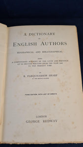 R Farquharson Sharp - A Dictionary of English Authors, George Redway, no date