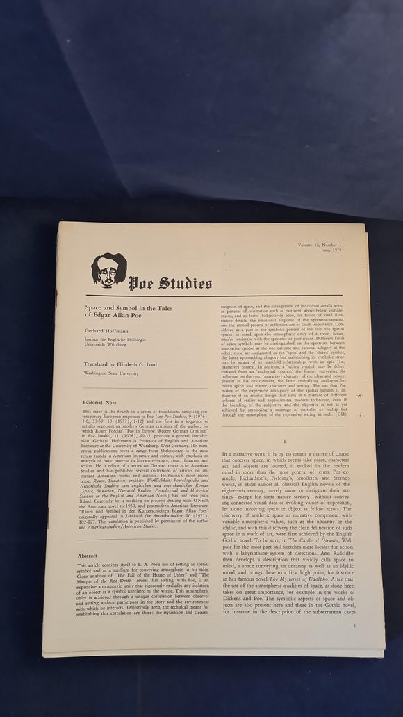 Poe Studies Newsletter Volume 12 Number 1 June 1979