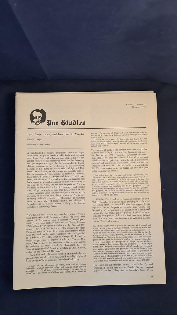 Poe Studies Newsletter Volume 11 Number 2 December 1978