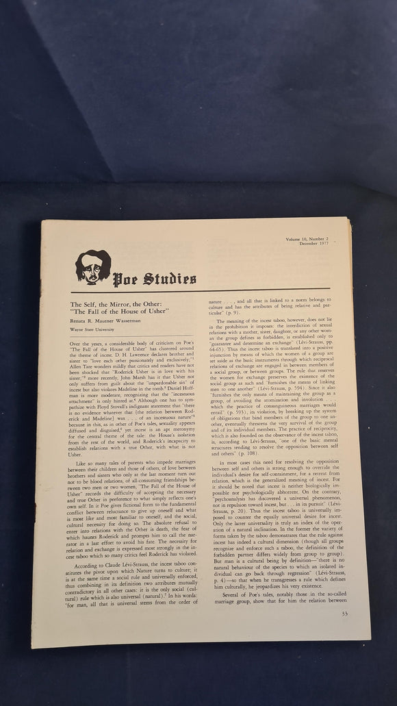 Poe Studies Newsletter Volume 10 Number 2 December 1977