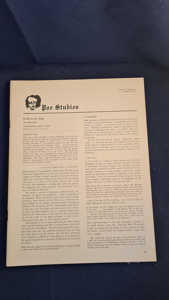Poe Studies Newsletter Volume 9 Number 2 December 1976