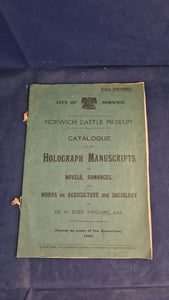 H Rider Haggard - Catalogue of the Holograph Manuscripts of Novels, Romances, 1920
