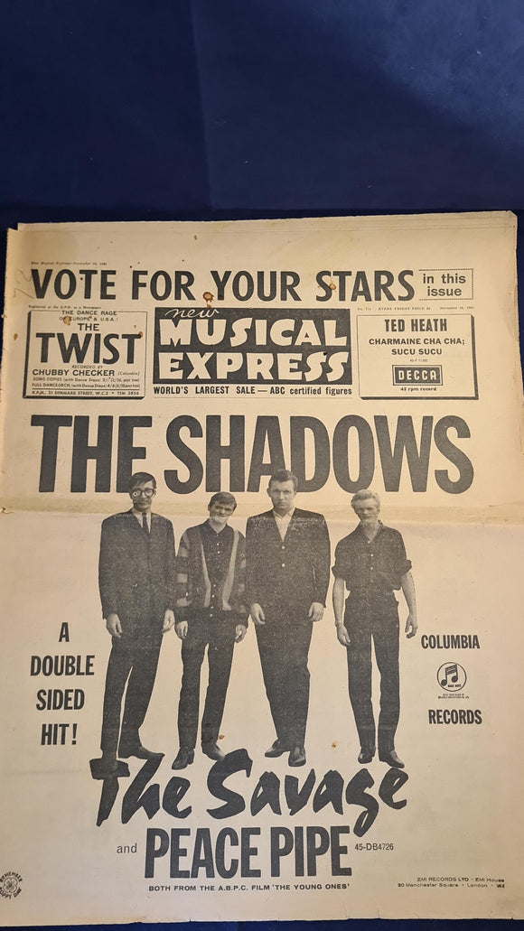 New Musical Express Newspaper, November 10, 1961