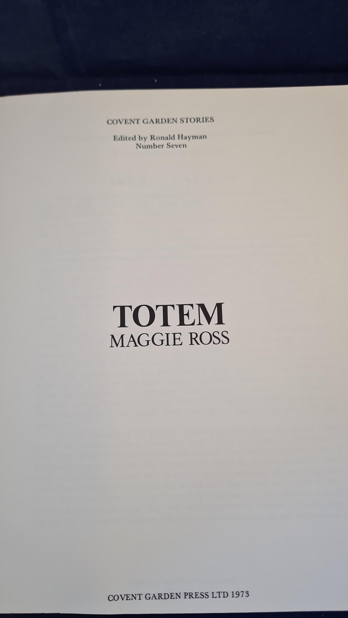 Maggie Ross - Totem, Covent Garden Press, 1973, Limited, Signed ...