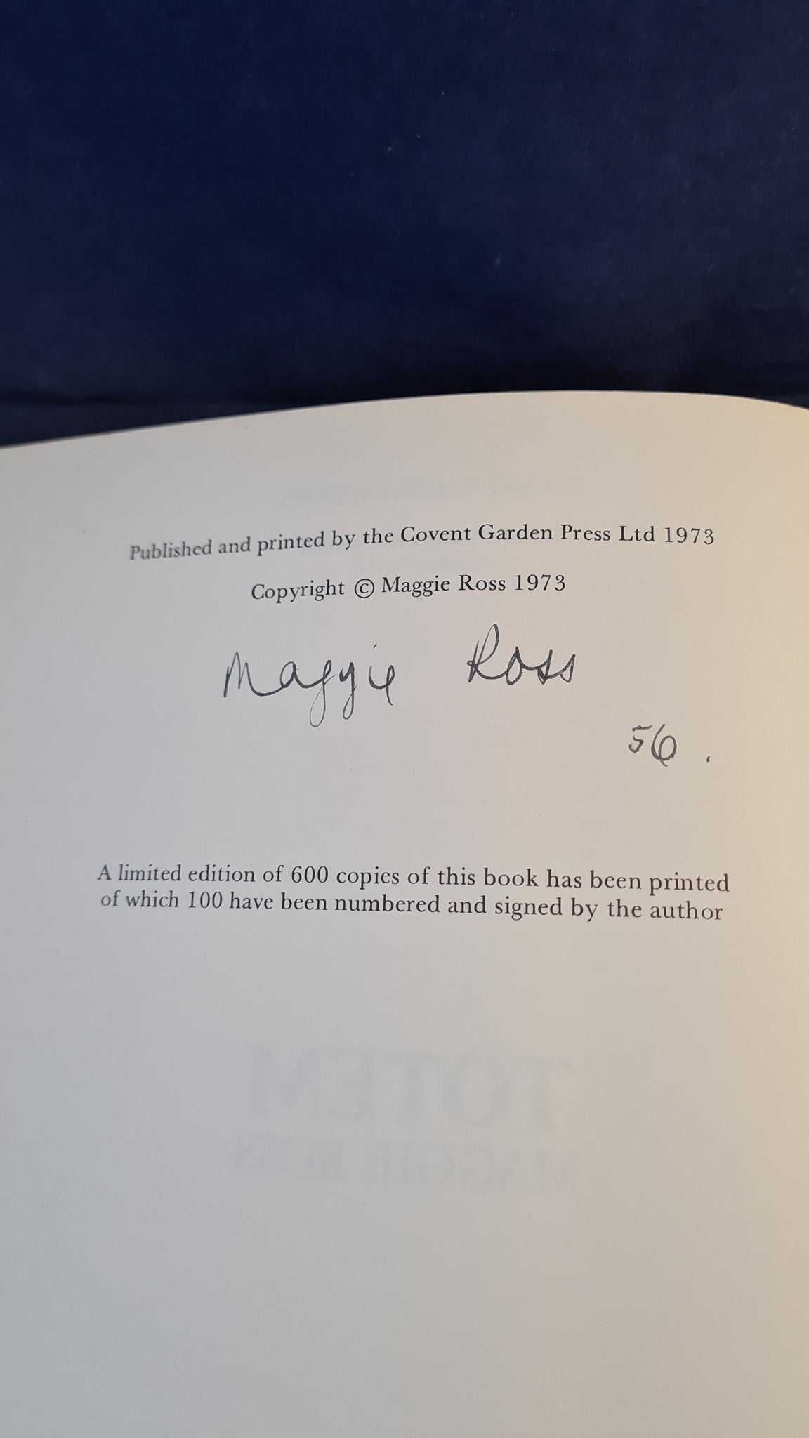 Maggie Ross - Totem, Covent Garden Press, 1973, Limited, Signed ...