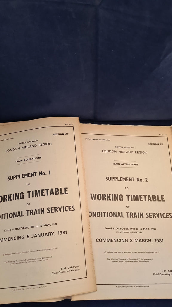 British Railways, Working Timetable on Conditional Train Services, 6 O ...