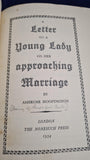 Ambrose Hoopington - A Letter to a Young Lady on Her approaching Marriage, Nonesuch Press, 1934