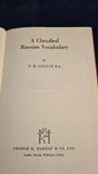 P H Collin - A Classified Russian Vocabulary, George G Harrap, 1962, First Edition