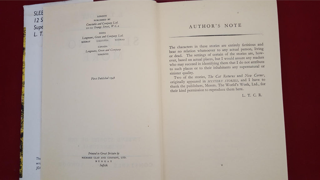 L T C Rolt - Sleep No More, Constable, 1948, 1st Edition – Richard ...