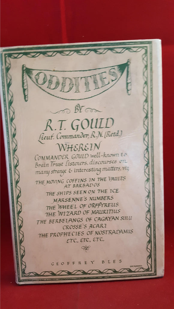 R T Gould - Oddities, Geoffrey Bles, 1944, Signed, Inscribed