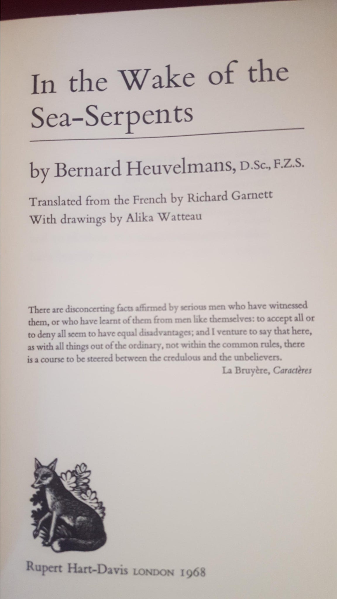 洋書 In the Wake of Sea-Serpents/Heuvelmans Bernard Heuvelmans - In The Wake Of The Sea-Serpents, Rupert