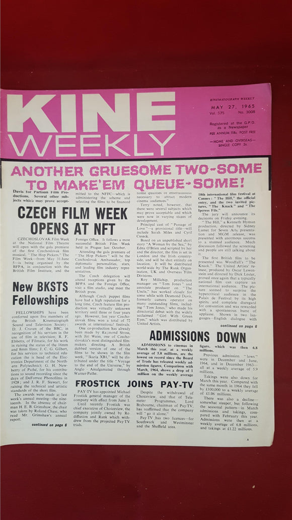 Kine Weekly Volume 575 Number 3008 May 27 1965