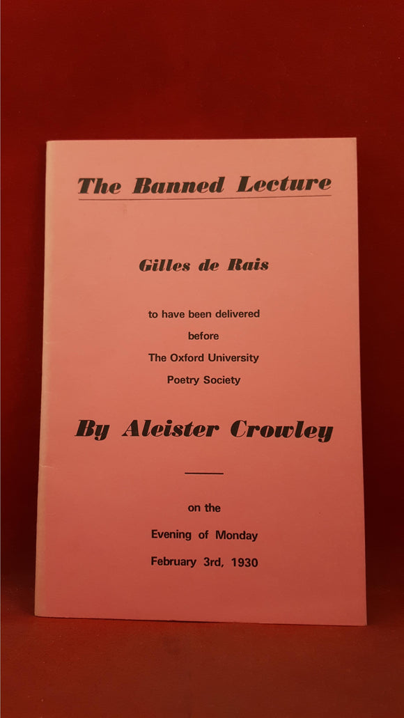 Aleister Crowley - The Banned Lecture, 1982