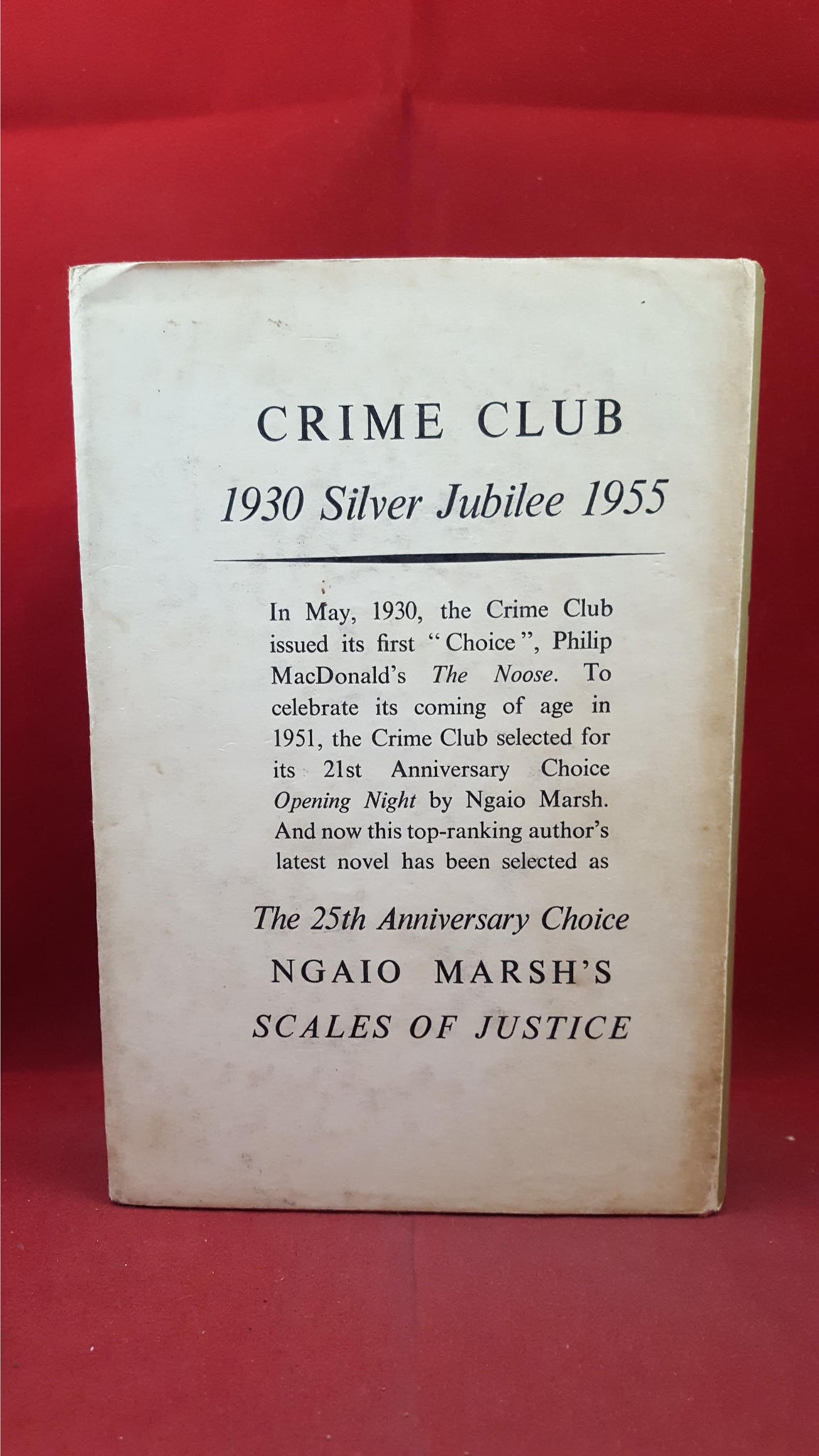 Ngaio Marsh Scales of Justice, The Crime Club, 1955 Richard Dalby's