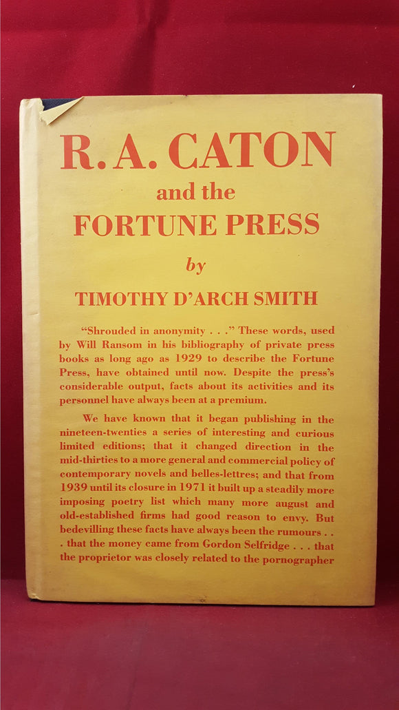 Timothy d'Arch Smith - R A Caton and The Fortune Press, Bertram Rota, 1983, 1st Edition