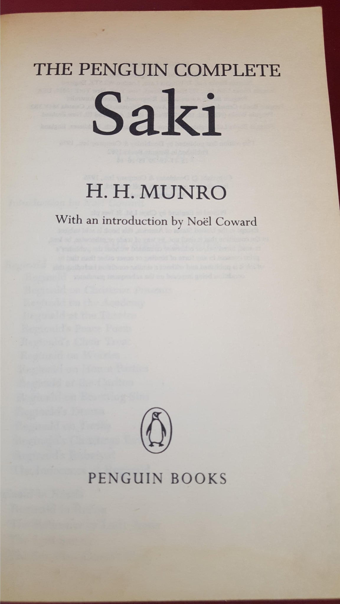 H H Munro The Complete Saki Penguin Books 1982 Richard Dalby s h-h-munro-the-complete-saki-penguin-books-1982-richard-dalby-s