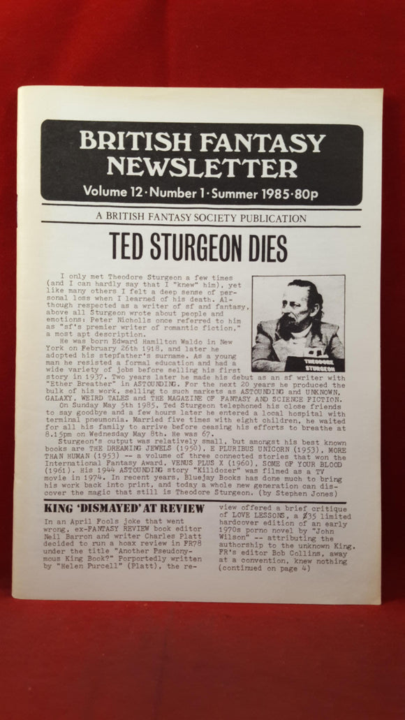 British Fantasy Newsletter Volume 12 Number 1, Summer 1985